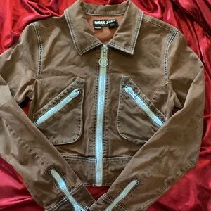 vintage brown guess cropped jacket